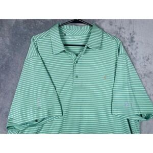 Under Armour Streamsong Golf Black Course Mens Polo Shirt Green Striped Size 3XL
